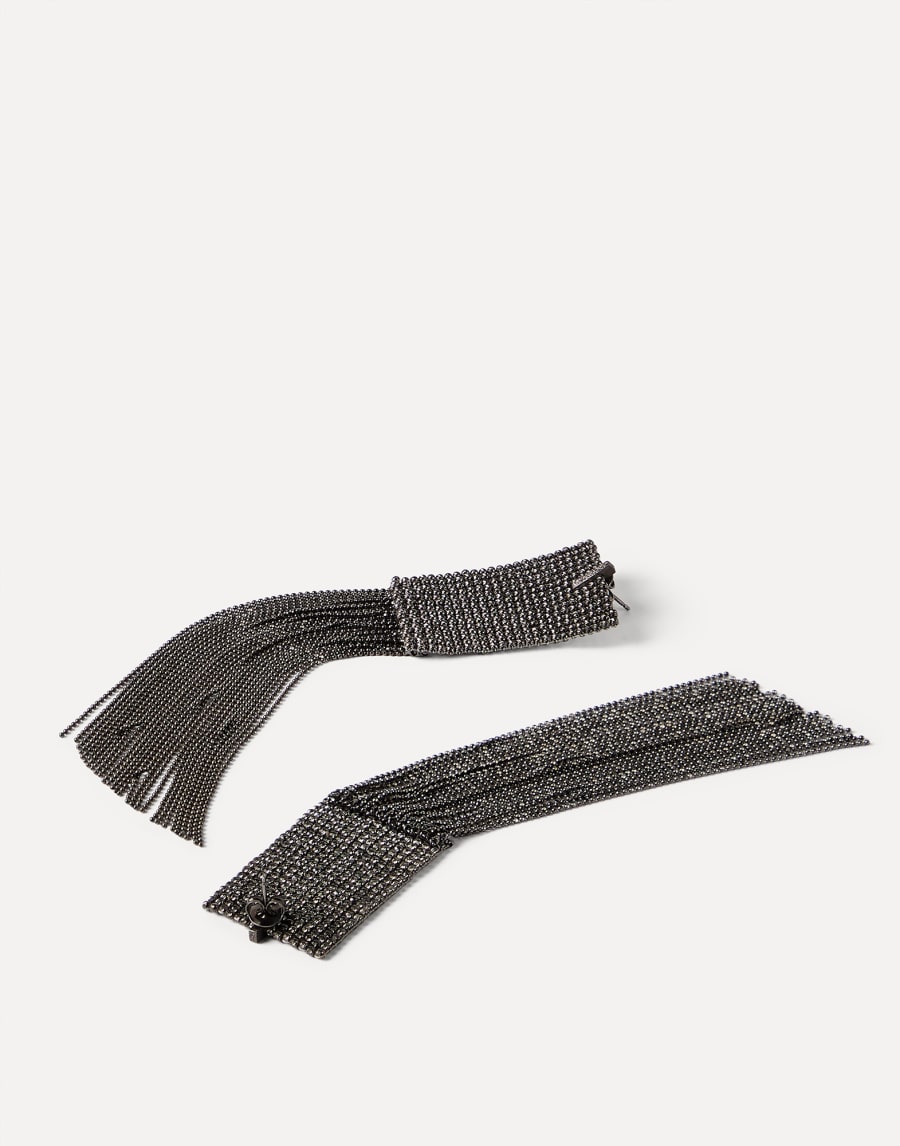 Silver frayed earrings Lignite Grey Woman - Brunello Cucinelli
