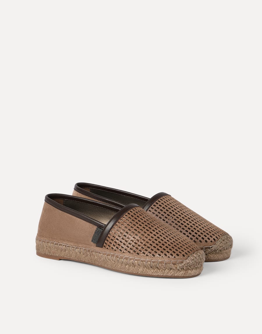 Espadrilles en cuir décoration Monile Marron Femme - Brunello Cucinelli