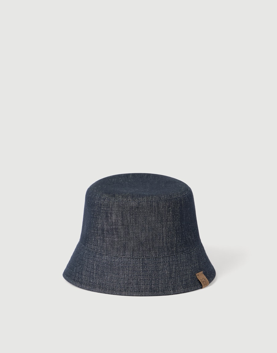 Bucket hat with logo Denim Woman - Brunello Cucinelli