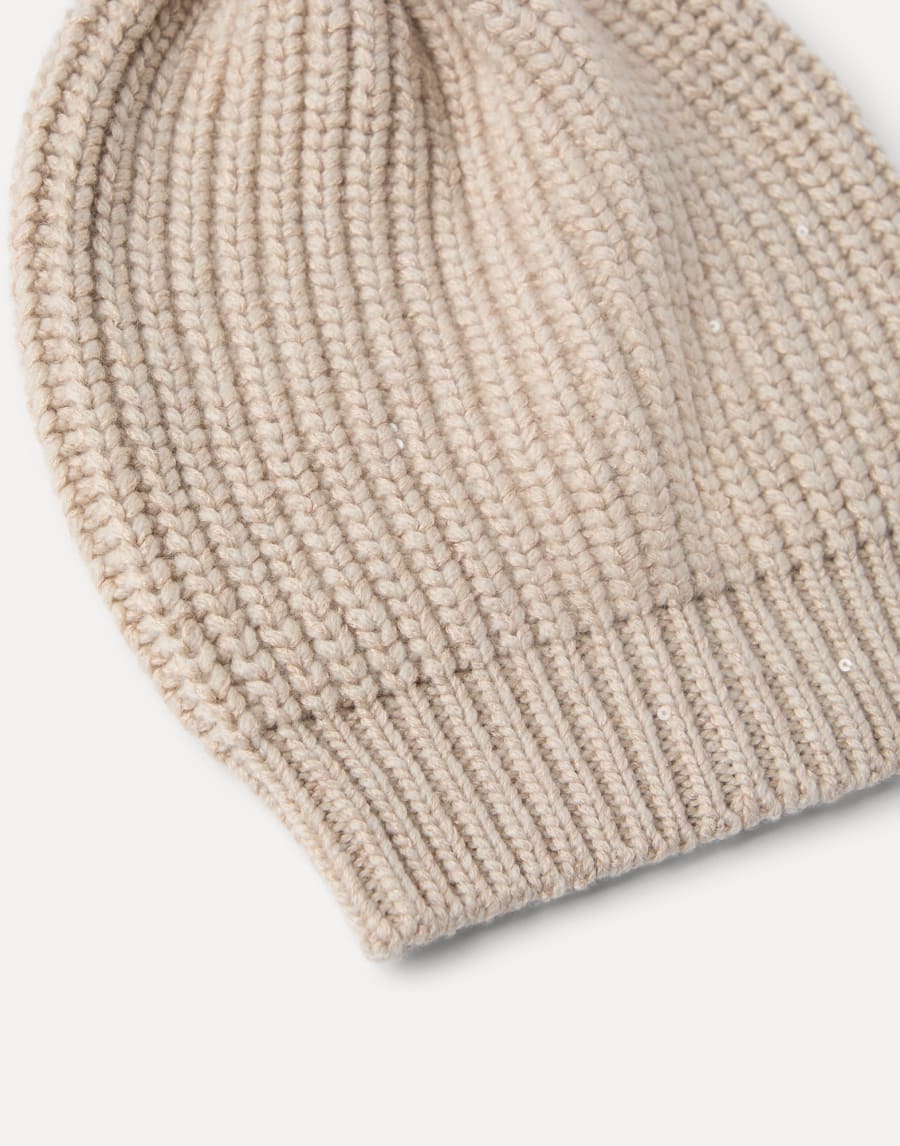 Cashmere and silk beanie Beige Woman - Brunello Cucinelli