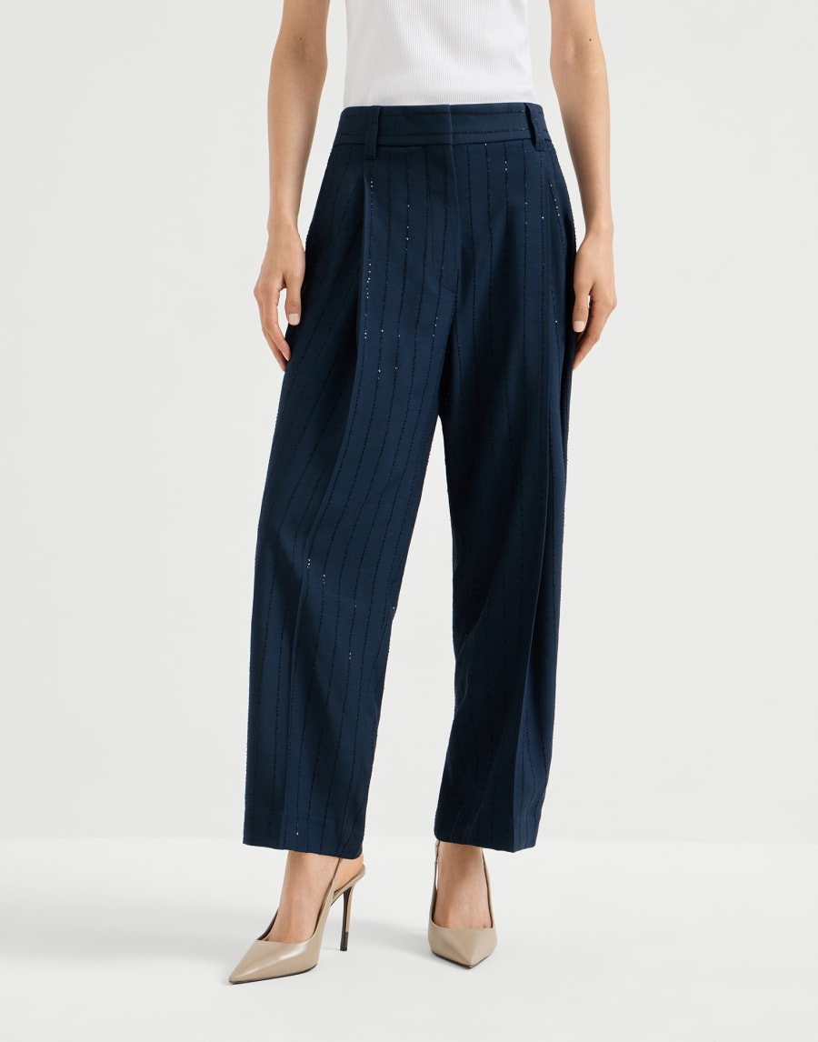 Pantalon Slouchy Bleu Femme - Brunello Cucinelli