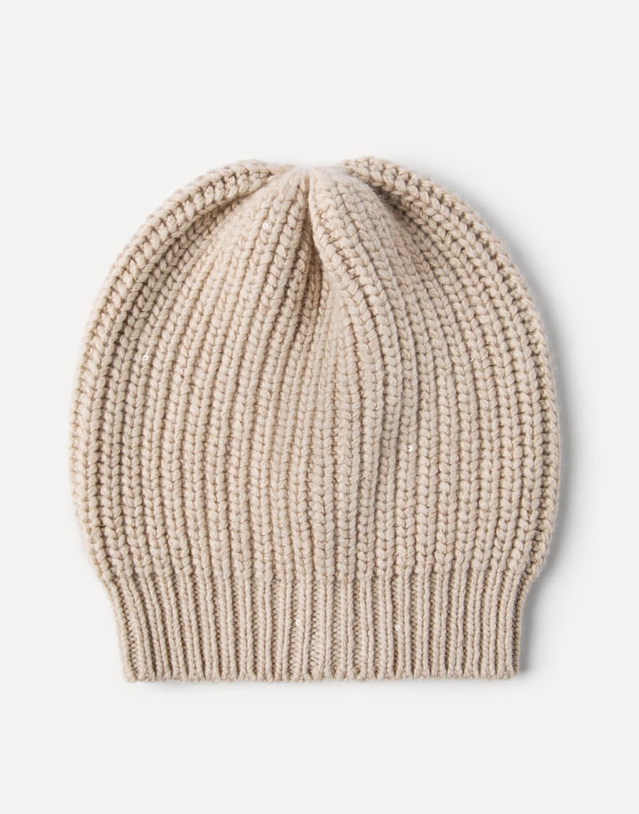 Cashmere and silk beanie Beige Woman - Brunello Cucinelli