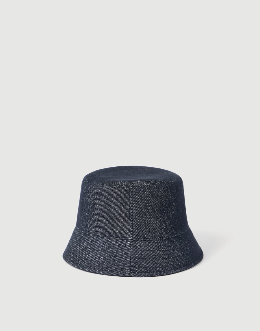Bucket hat with logo Denim Woman - Brunello Cucinelli