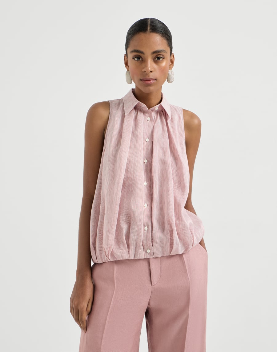 Striped organza shirt Pink Woman - Brunello Cucinelli