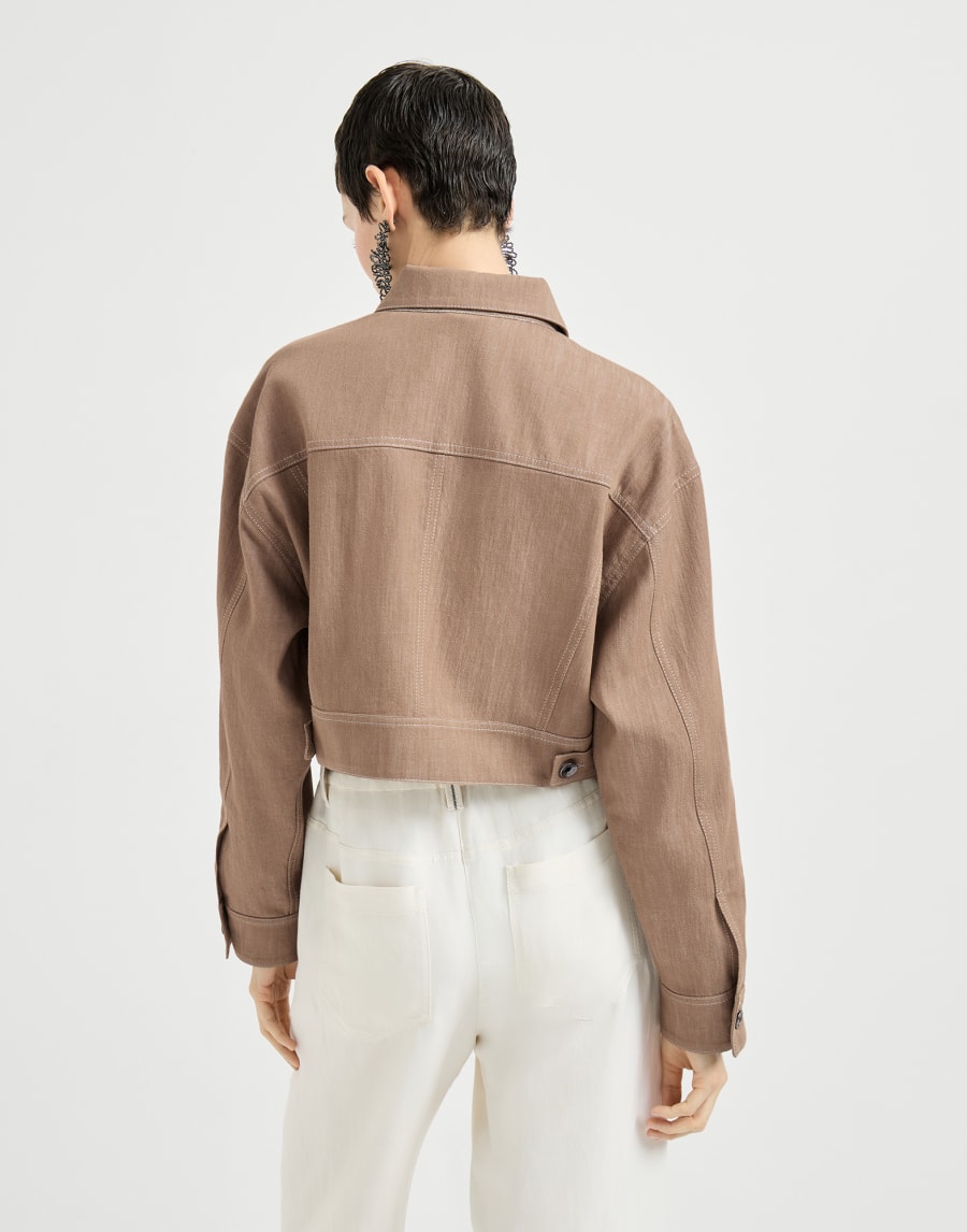 牛仔布效果斜纹织物外套 沙漠黄 女款 - Brunello Cucinelli