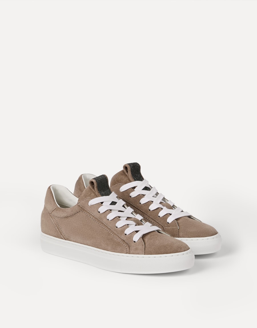 Sneakers en daim avec Monile Marron Femme - Brunello Cucinelli