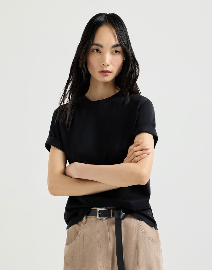 Camiseta de jersey Negro Mujer - Brunello Cucinelli