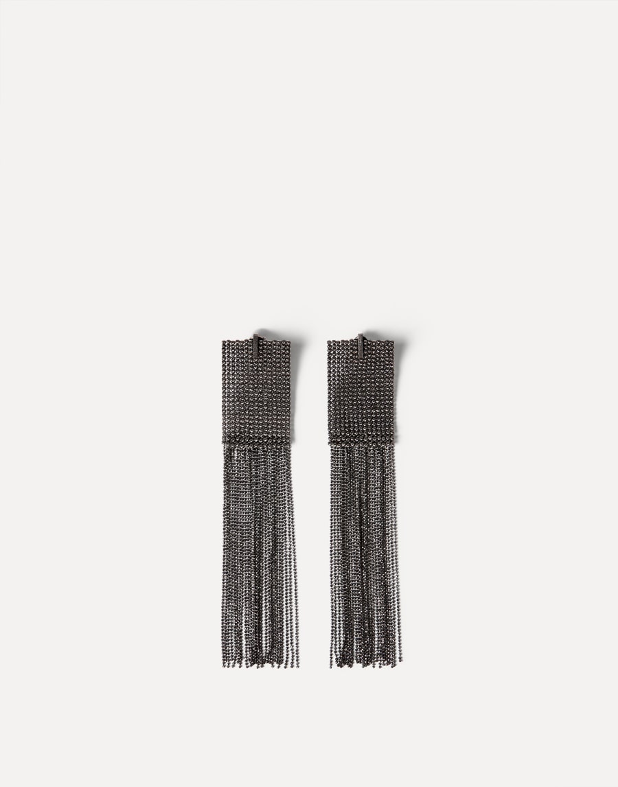 Silver frayed earrings Lignite Grey Woman - Brunello Cucinelli