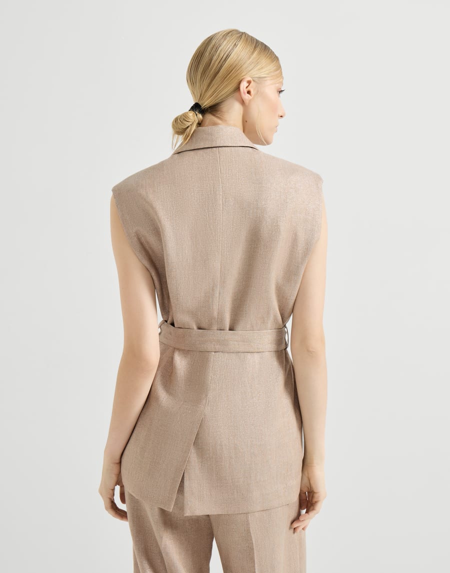 Twill vest with monili Antique Pink Woman - Brunello Cucinelli