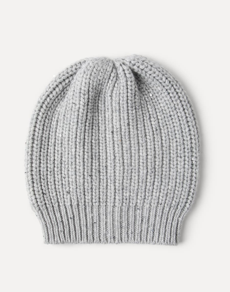 Cashmere and silk beanie Light Grey Woman - Brunello Cucinelli