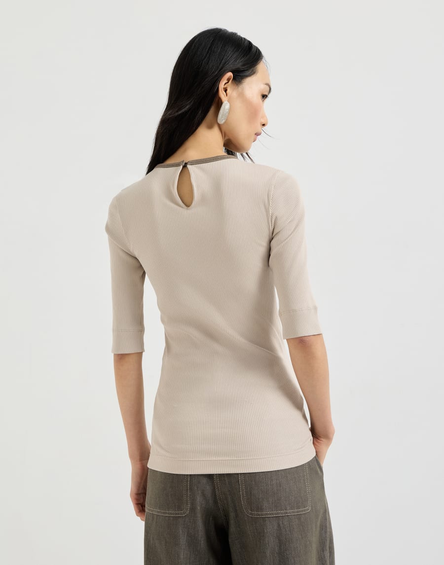 Haut en jersey côtelé Beige Clair Femme - Brunello Cucinelli