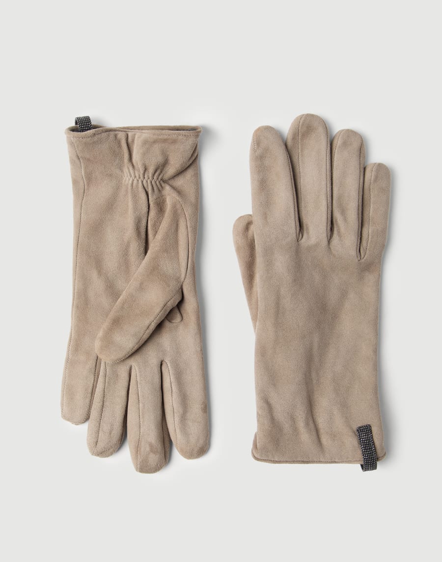 Suede gloves Beige Woman - Brunello Cucinelli