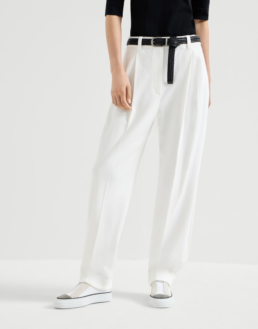 Pantalón Sartorial Baggy Blanco Mujer - Brunello Cucinelli