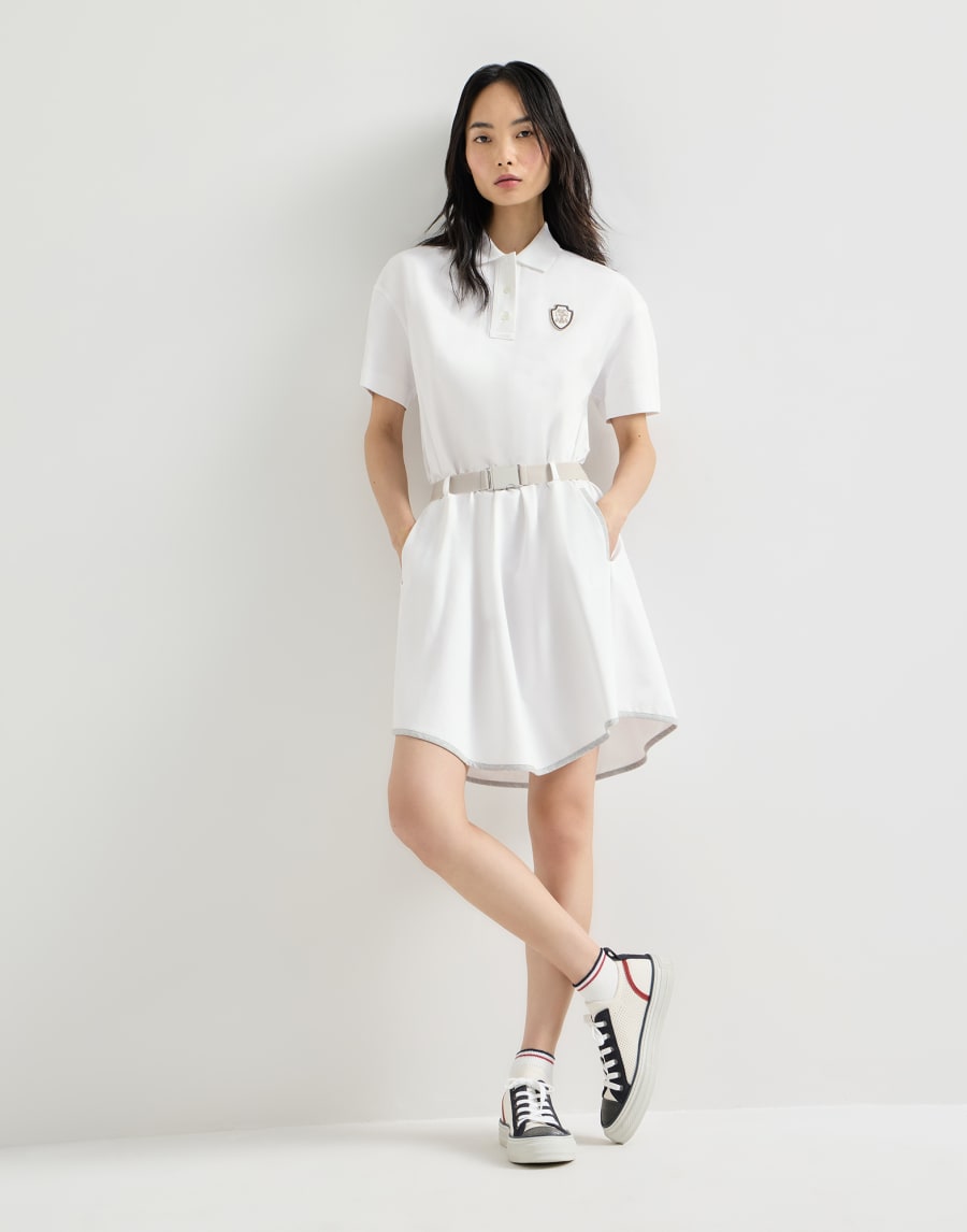 Couture interlock mini dress with logo White Woman - Brunello Cucinelli