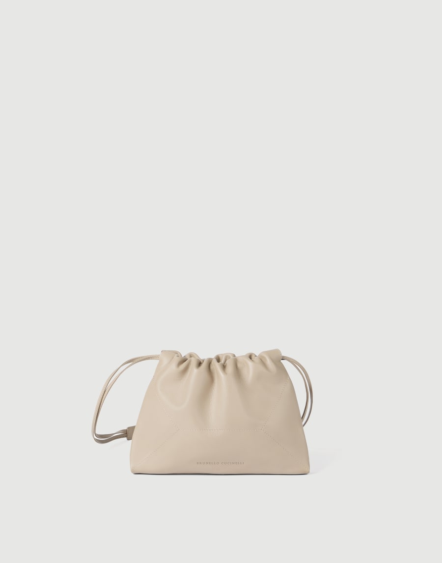 Sac BC Duo Pouch en cuir de veau Beige Clair Femme - Brunello Cucinelli