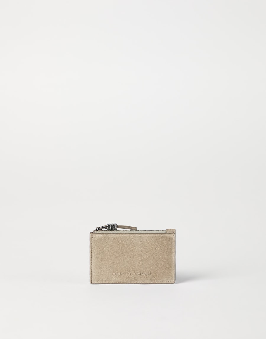 Tarjetero de ante con Monile Beige Mujer - Brunello Cucinelli