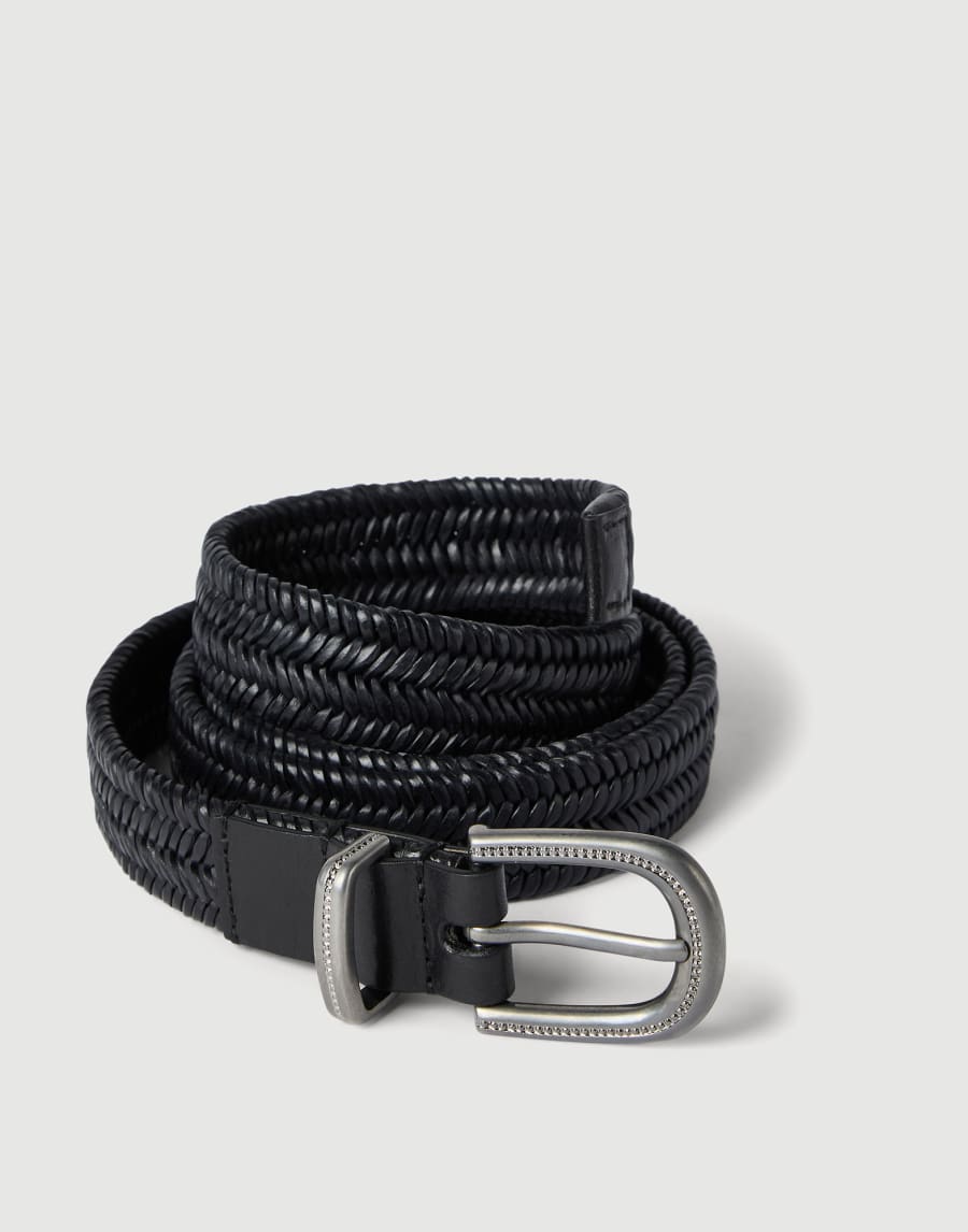 Stretch braided leather belt Black Woman - Brunello Cucinelli
