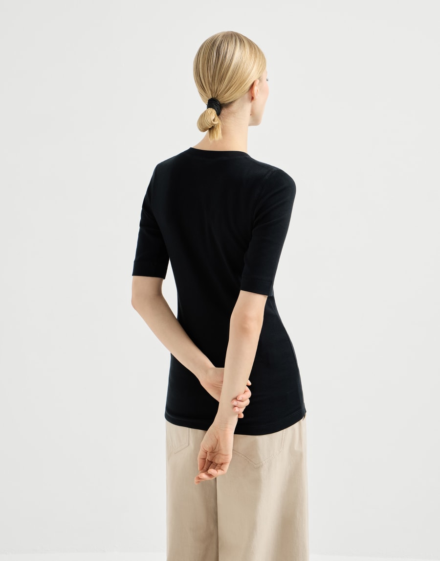 Ribbed jersey T-shirt Black Woman - Brunello Cucinelli