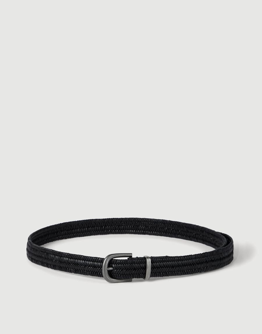 Stretch braided leather belt Black Woman - Brunello Cucinelli