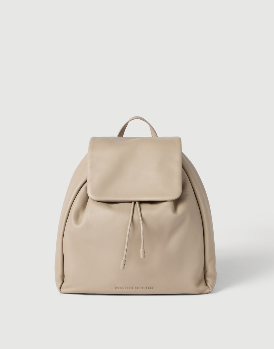 Sac à dos City Mellow en cuir Soft Beige Clair Femme - Brunello Cucinelli