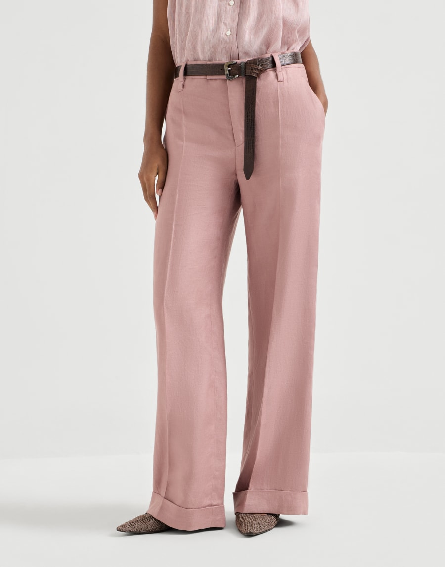 Pantalon Loose Flared Rose Femme - Brunello Cucinelli