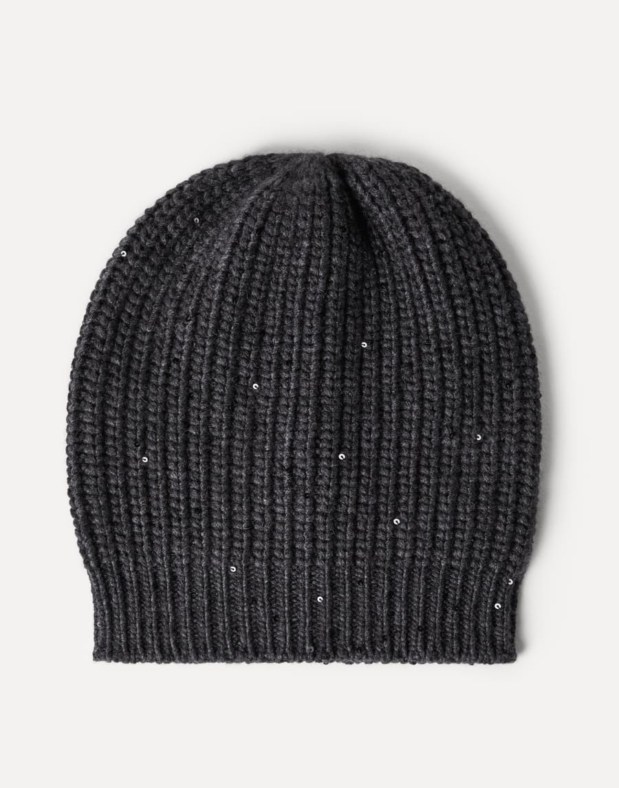 Cashmere and silk beanie Lignite Grey Woman - Brunello Cucinelli