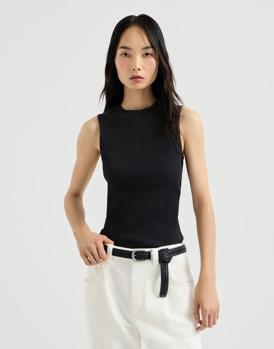 Haut en jersey côtelé Noir Femme - Brunello Cucinelli