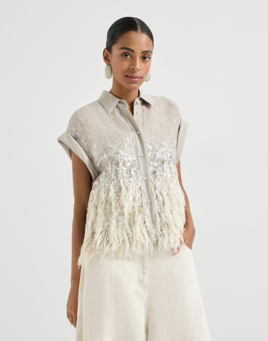 Dazzling dégradé shirt Silver Woman - Brunello Cucinelli
