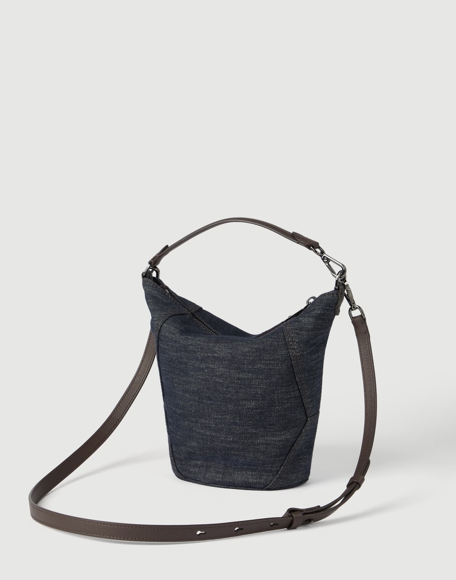 Petit sac BC Duo en sergé Denim Foncé Femme - Brunello Cucinelli