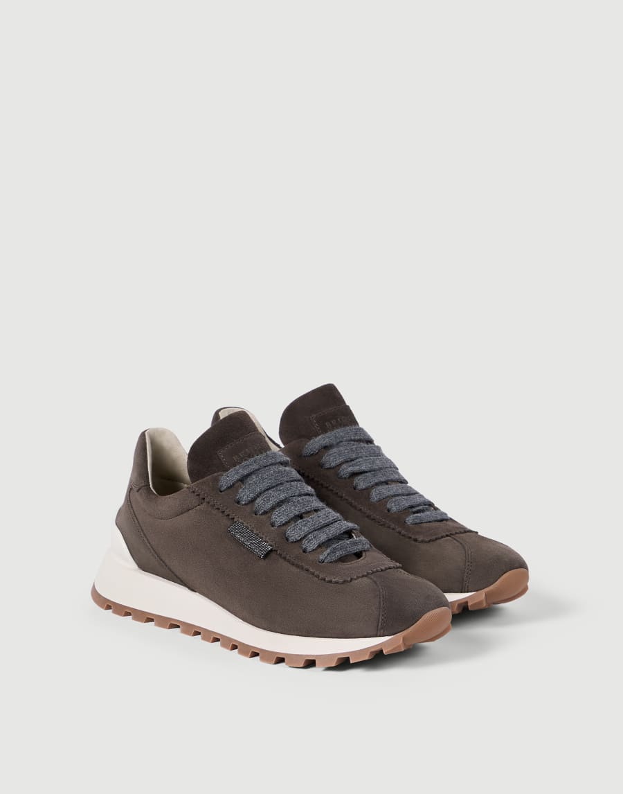 Chaussures de running en daim Marron Foncé Femme - Brunello Cucinelli