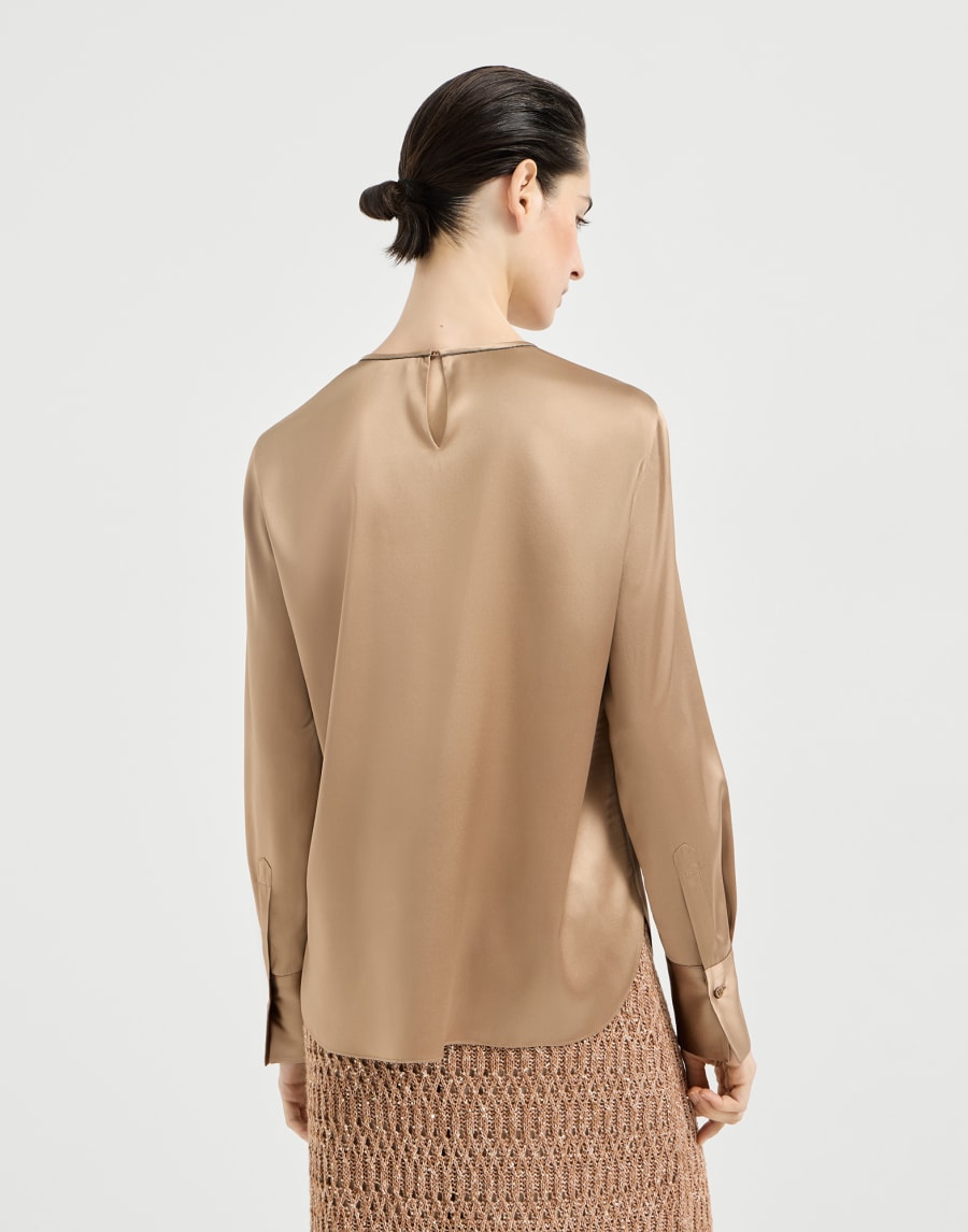 Tee-shirt en satin Chocolat Femme - Brunello Cucinelli