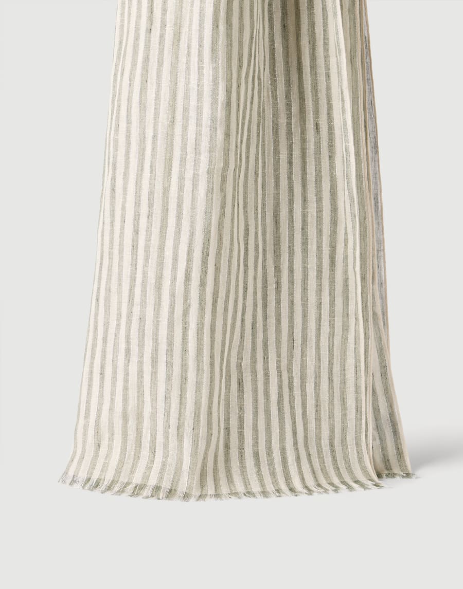 Sparkling striped linen scarf Green Woman - Brunello Cucinelli