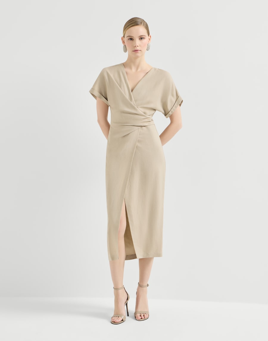 Wrap-effect dress Beige Woman - Brunello Cucinelli