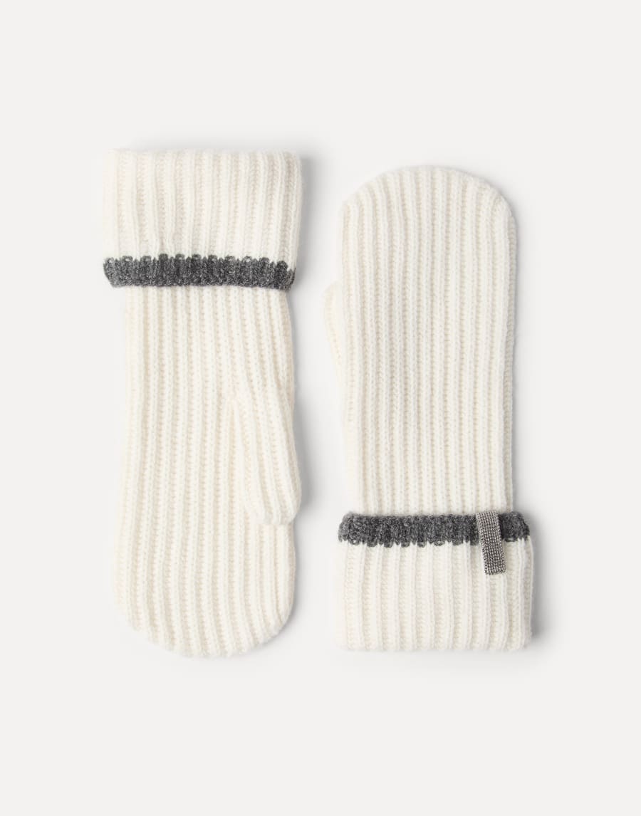 Knit mittens with monili Panama Woman - Brunello Cucinelli