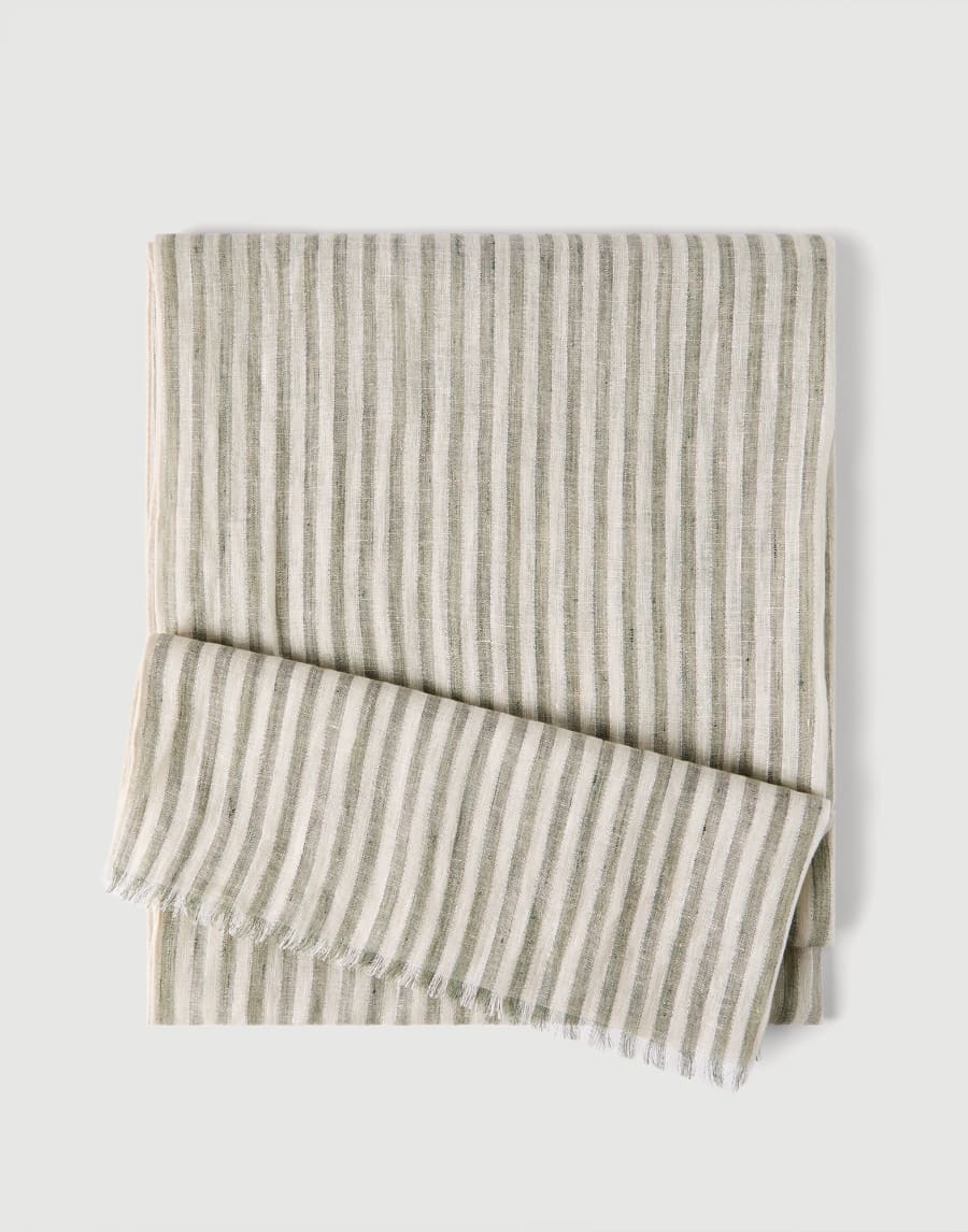 Sparkling striped linen scarf Green Woman - Brunello Cucinelli