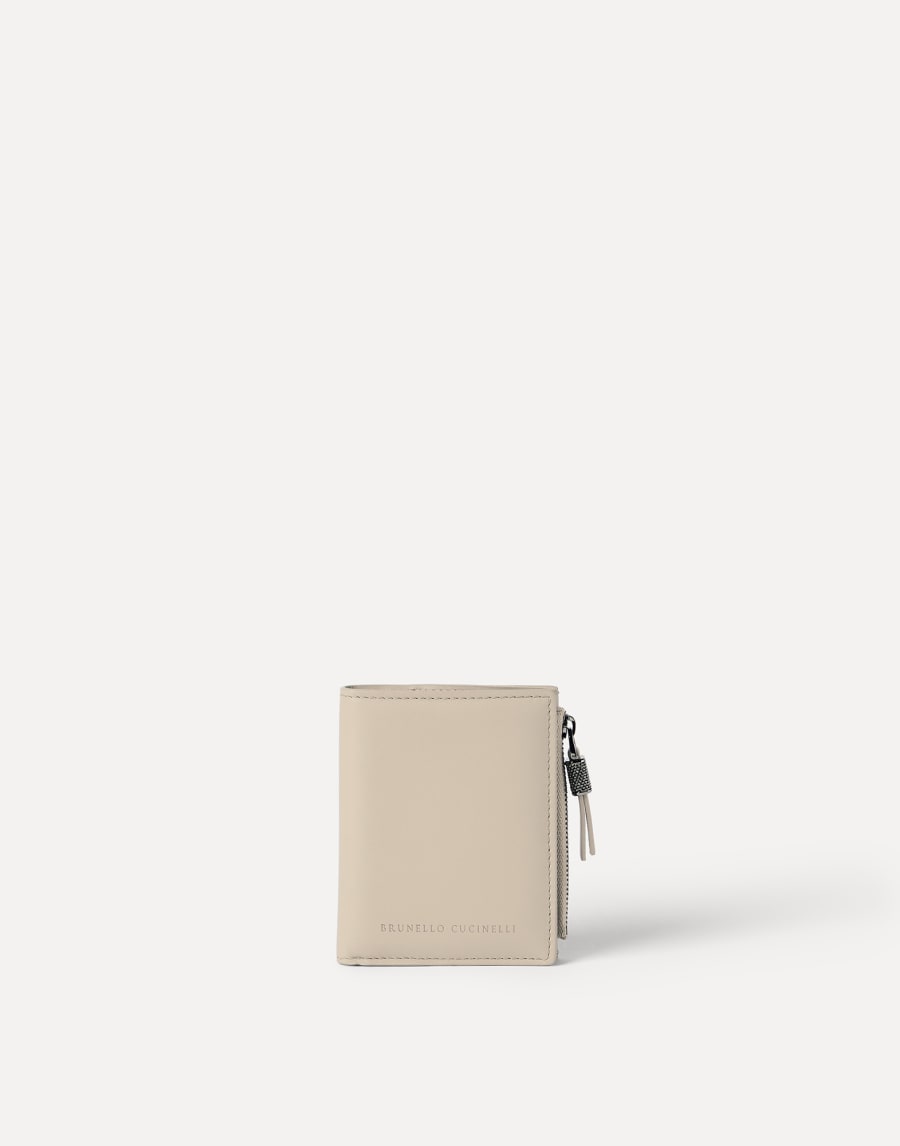 Compact Calfskin wallet Buff Woman - Brunello Cucinelli