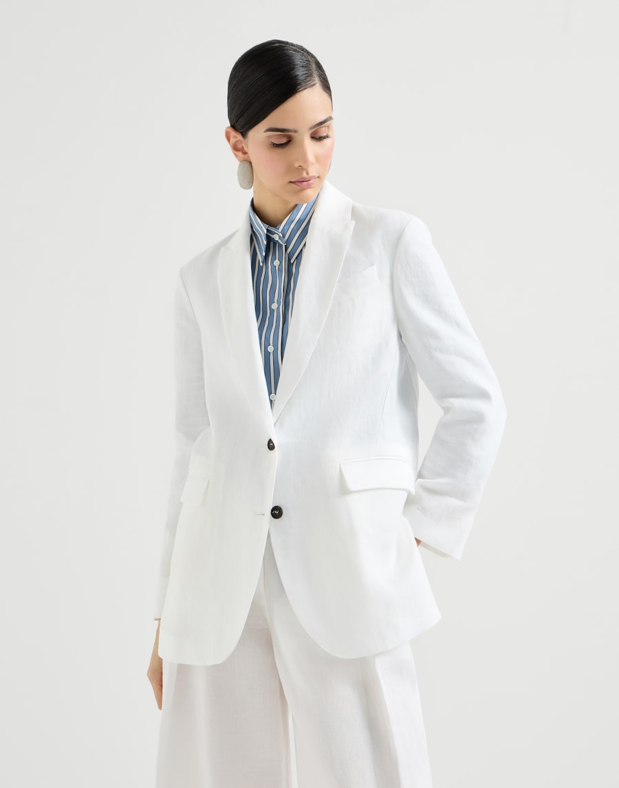 Blazer en tela de algodón Blanco Mujer - Brunello Cucinelli