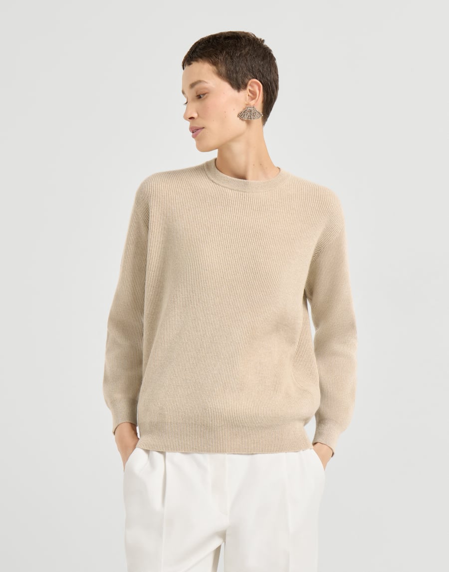 Pullover aus Kaschmir und Vikunja Beige Damen - Brunello Cucinelli