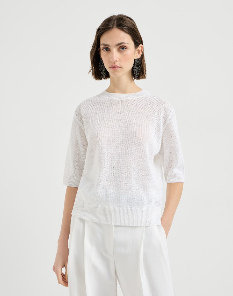 Linen and cotton sweater White Woman - Brunello Cucinelli