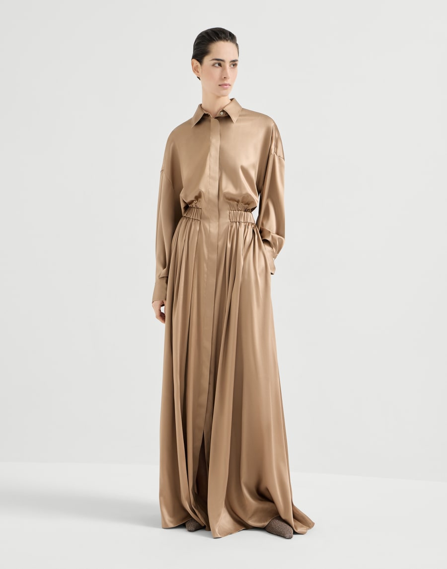 Satin dress Chocolate Woman - Brunello Cucinelli