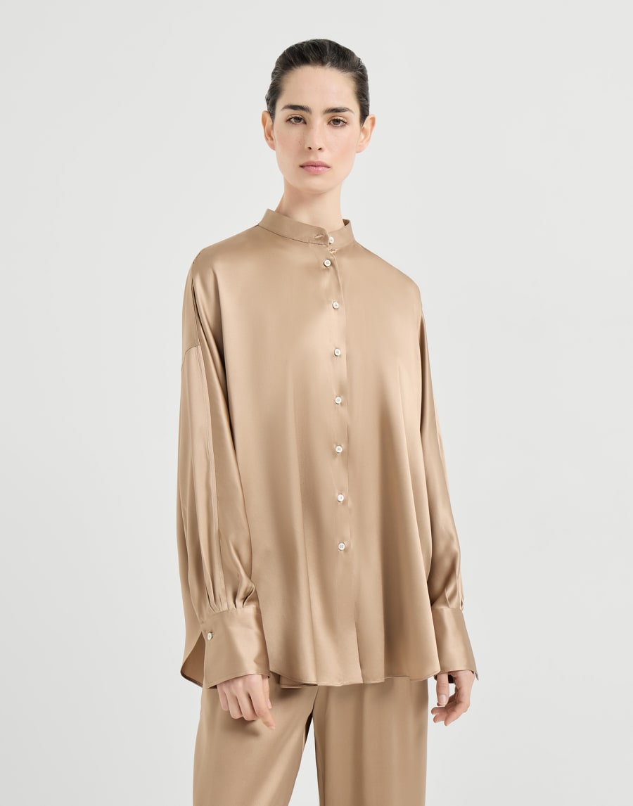 Satin shirt Chocolate Woman - Brunello Cucinelli
