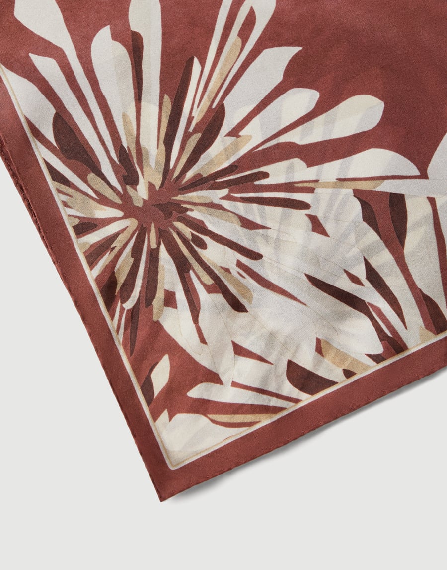 Bloom print pongee foulard Bordeaux Woman - Brunello Cucinelli