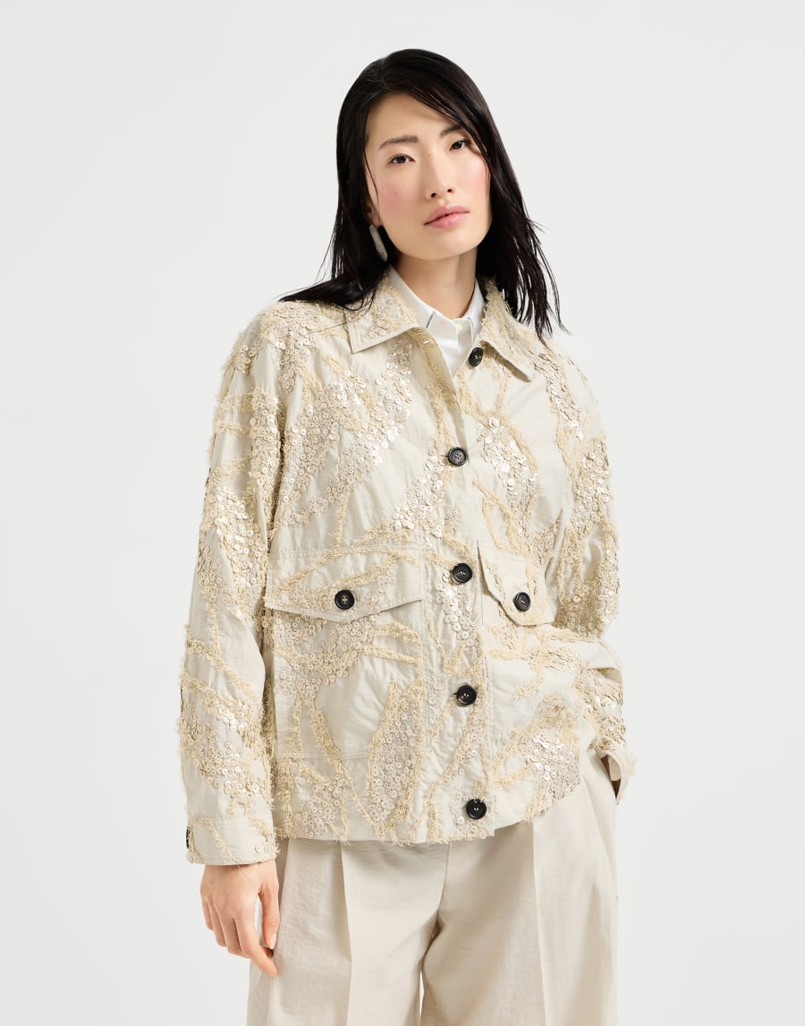 Outerwear Dazzling Seabed Embroidery Beige Donna - Brunello Cucinelli
