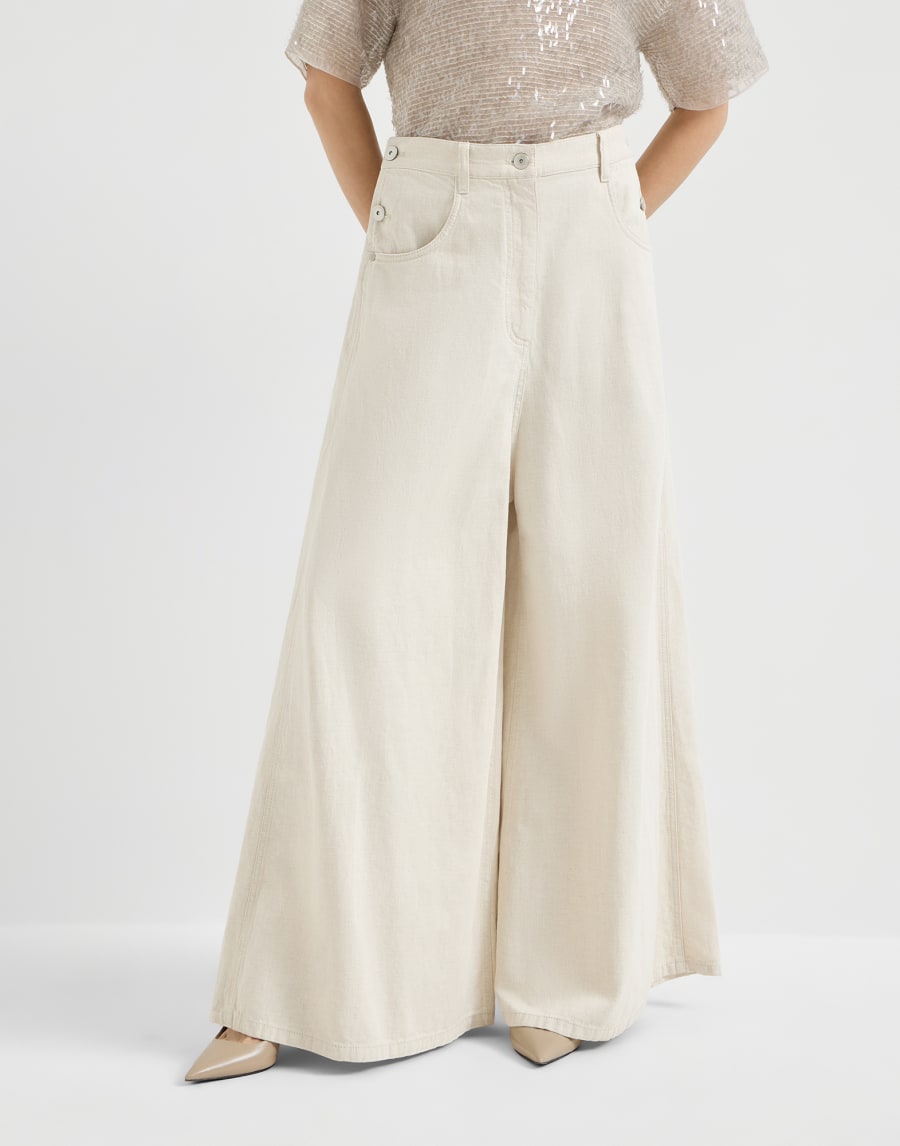 Wide sailor trousers Ecru Woman - Brunello Cucinelli