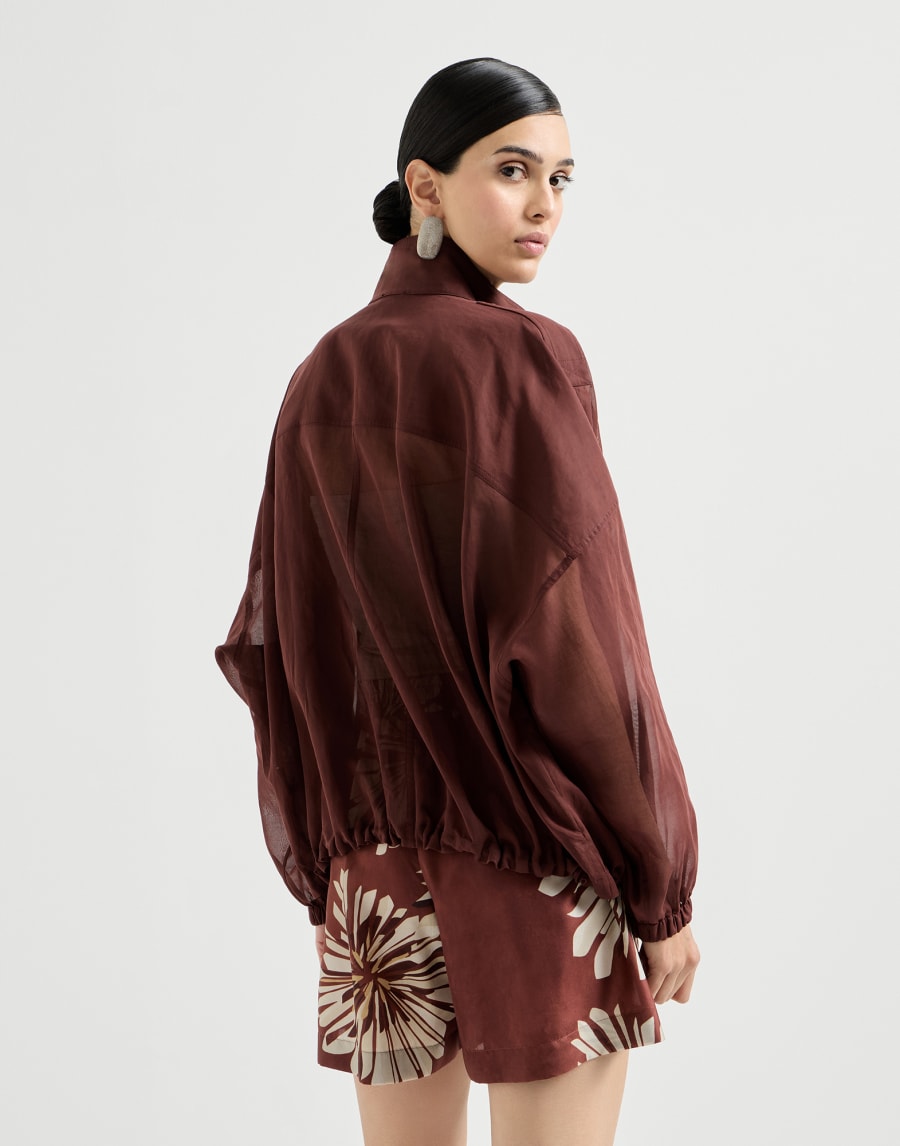 Cotton organza outerwear jacket Bordeaux Woman - Brunello Cucinelli