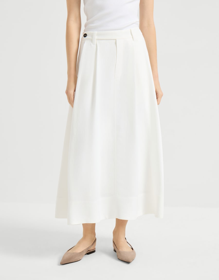 Twill sartorial skirt with monili White Woman - Brunello Cucinelli