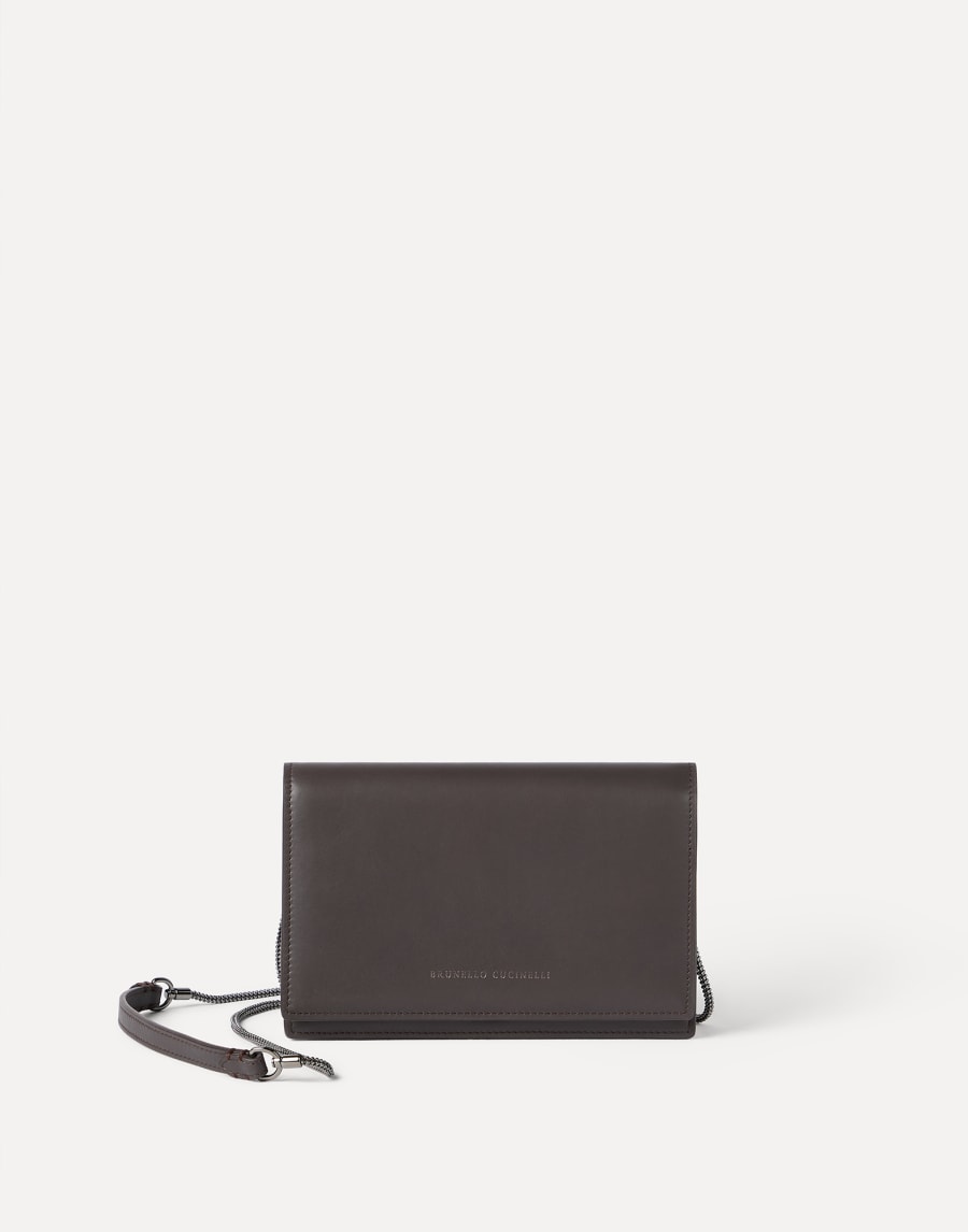 Calfskin wallet with monili Brown Woman - Brunello Cucinelli