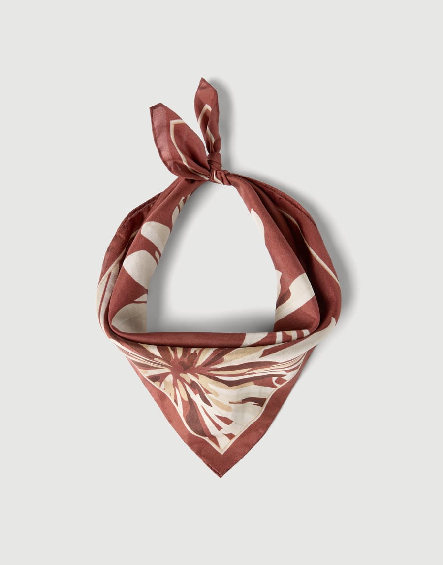 Bloom print pongee foulard Bordeaux Woman - Brunello Cucinelli