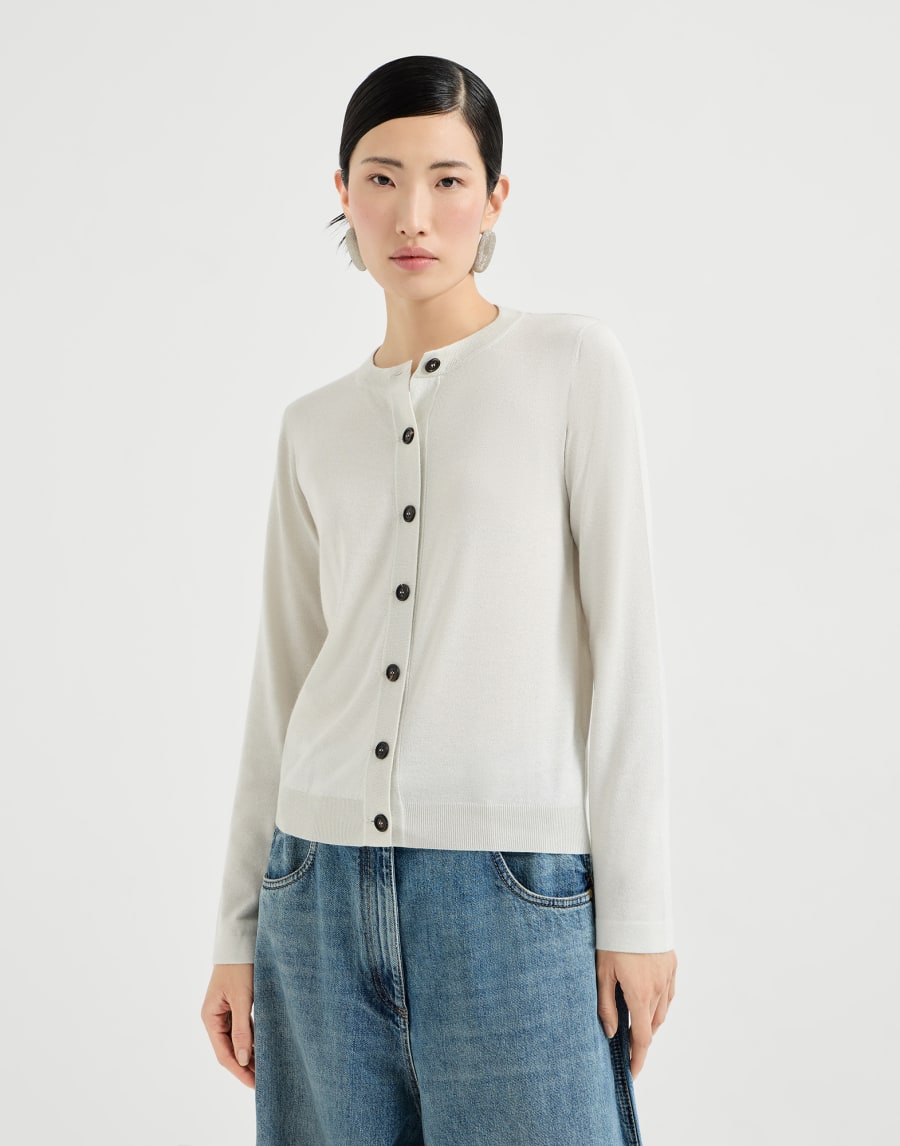Sparkling cashmere and silk cardigan Milk Woman - Brunello Cucinelli