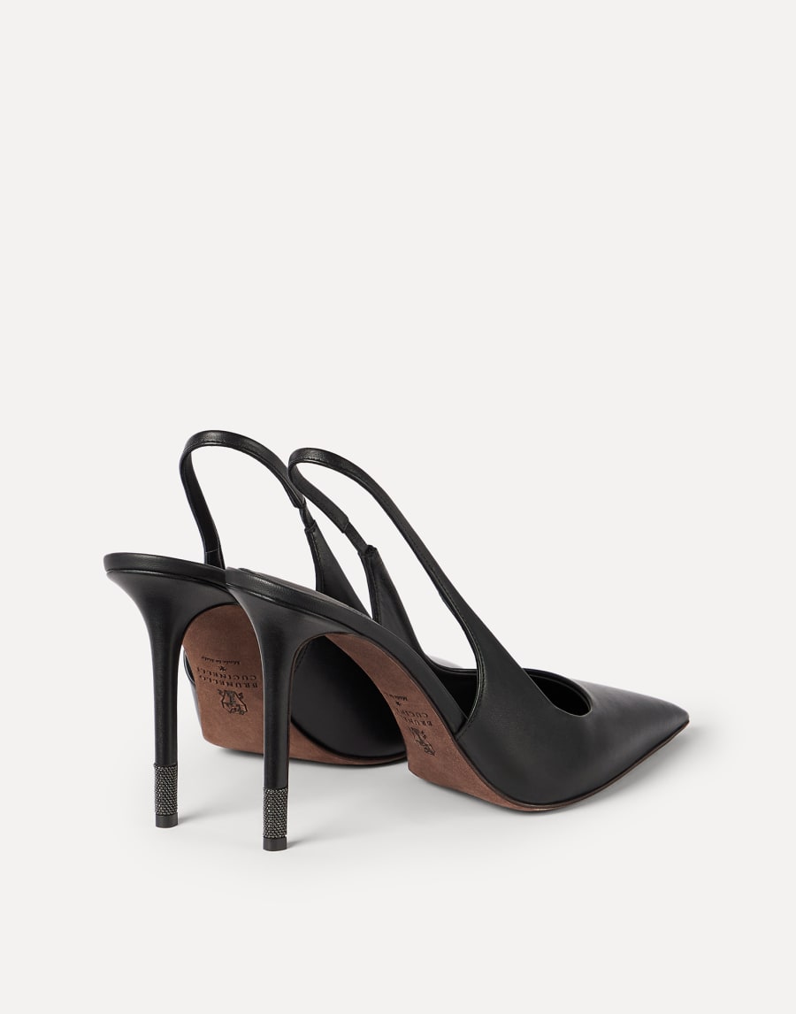 Slingbacks à talon en cuir de veau Noir Femme - Brunello Cucinelli